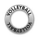 Affirmation Ring Volleyball Charm in Antique Silver Pewter