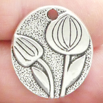 Tulip Charms for Jewelry Making Silver Pewter