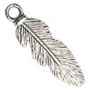 Small Feather Charm in Antique Silver Pewter
