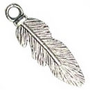 Small Feather Charm in Antique Silver Pewter