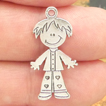 Boy Charms Wholesale in Silver Pewter with Heart Accents