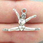 Gymnastics Charms Wholesale in Silver Pewter Girl in Splits