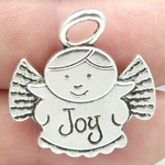 Angel Charm of Joy in Antique Silver Pewter