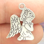 Kneeling Angel Charms for Crafts in Antique Silver Pewter