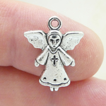 Small Angel Charm Silver Pewter
