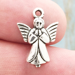 Angel Charm in Prayer Antique Silver Pewter