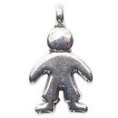 Paper Doll Boy Charm in Antique Silver Pewter