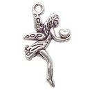 Fairy Charm in Antique Silver Pewter Small Holding a Heart