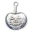 Jack-O-Lantern Halloween Charm Small in Antique Silver Pewter