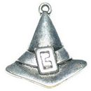 Flat Witches Hat Charm Small in Antique Silver Pewter Halloween Charms