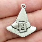 Flat Witches Hat Charm Small in Antique Silver Pewter Halloween Charms