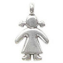 Paper Doll Girl Charm in Antique Silver Pewter
