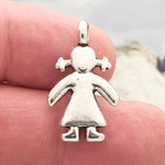 Little Girl Charm in Silver Pewter