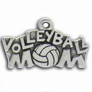 Mom Volleyball Charm Antique Silver Pewter