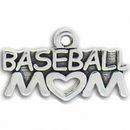 Silver Baseball Mom Charm in Pewter