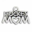 Mom Hockey Charm Antique Silver Pewter