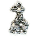 Easter Bunny Charm 3D in Antique Silver Pewter Small