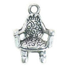 Fancy Arm Chair Charm 3D in Antique Silver Pewter