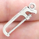 Hacksaw Tool Charm 3D in Antique Silver Pewter