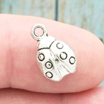 Ladybug Charm Silver Pewter Double Sided