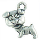 Puppy Dog Charm in Antique Silver Pewter