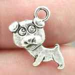 Puppy Dog Charm in Antique Silver Pewter