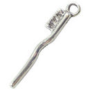 Toothbrush Charm in Antique Silver Pewter Dentist Charm