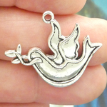Holy Spirit Dove Charms Wholesale in Antique Silver Pewter
