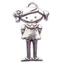 Young Girl Charm Pendant in Antique Silver Pewter