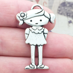 Young Girl Charms Bulk in Antique Silver Pewter