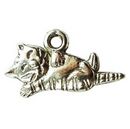 Sleeping Cat Charm Small in Antique Silver Pewter