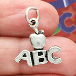 Apple with ABC Teacher Charms Wholesale in Silver Pewter
