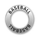 Affirmation Ring Baseball Charm in Antique Silver Pewter
