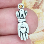 Heart in Hand Charms Wholesale in Antique Silver Pewter