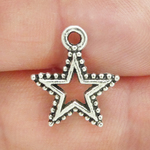 Silver Star Charms Wholesale in Pewter with Bead Accent