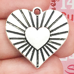 Radiant Heart Charm in Antique Silver Pewter