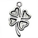 Solid Good Luck Charm Antique Silver Pewter Shamrock Charm