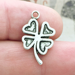 Four Leaf Clover Charm Antique Silver Pewter