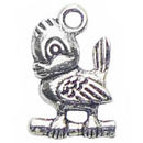 Bird Charm in Antique Silver Pewter on Branch