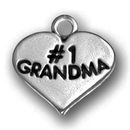 Heart #1 Grandma Charm Antique Silver Pewter