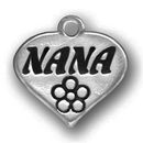 Heart Nana Charm Antique Silver Pewter