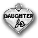 Heart Daughter Charm Antique Silver Pewter