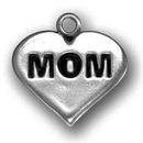 Heart Mom Charm Antique Silver Pewter