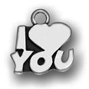 I Love You Charm Antique Silver Pewter Heart Charm
