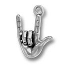 I Love You Sign Language Charm Antique Silver Pewter