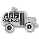 School Bus Charm Antique Silver Pewter