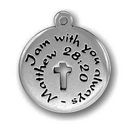 I Am With You Christian Charm Antique Silver Pewter