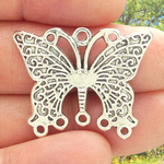 Silver Butterfly Charms for Jewelry Making in Pewter