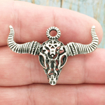 Art Deco Longhorn Pendant in Antique Silver Pewter