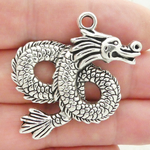 Chinese Dragon Pendants Wholesale in Silver Pewter